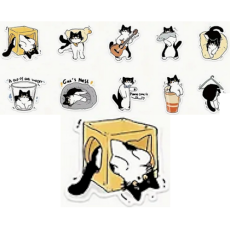 Cartoon Black Cat Stickers 10's - sold assorted